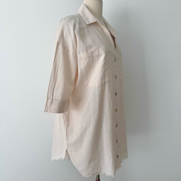 Shore Oversized Linen Shirt Mini Dress Button-Down Seashell Size XS NWT - Picture 6 of 13